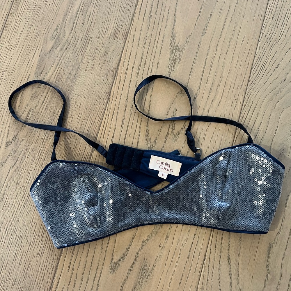 Camila Coelho for Revolve Glittering Silver Bralette